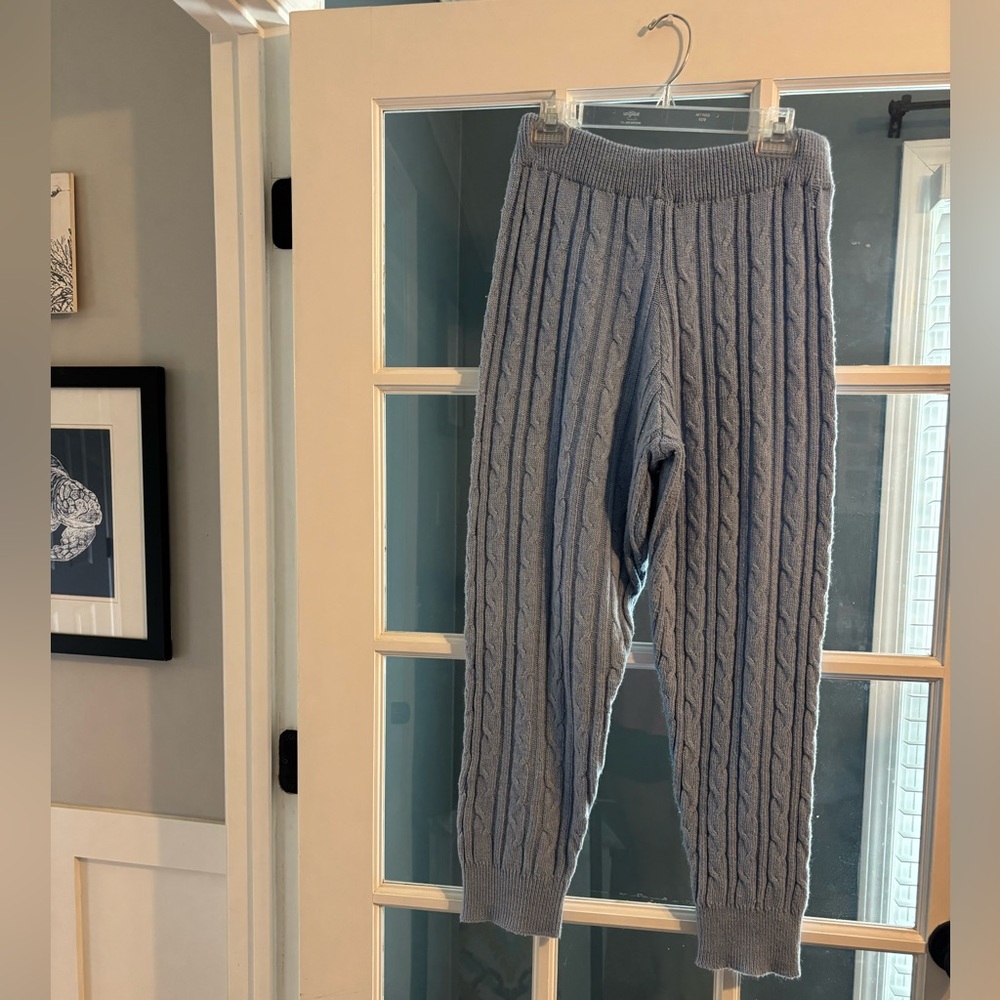 Cozy baby blue Cable Knit Pants